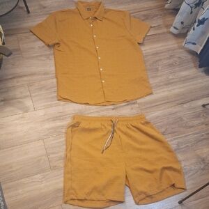 Men's Mustard Shirt and Shorts Set